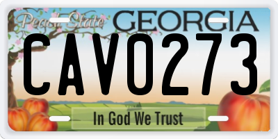 GA license plate CAV0273