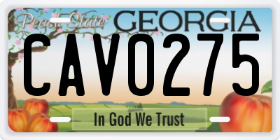 GA license plate CAV0275