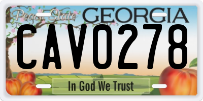 GA license plate CAV0278