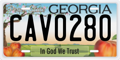 GA license plate CAV0280