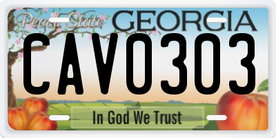 GA license plate CAV0303