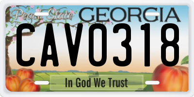 GA license plate CAV0318