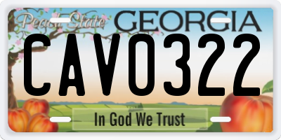 GA license plate CAV0322