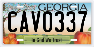 GA license plate CAV0337