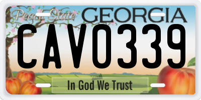 GA license plate CAV0339
