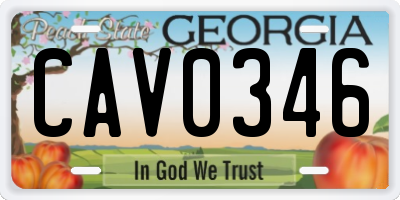 GA license plate CAV0346