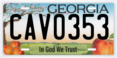 GA license plate CAV0353