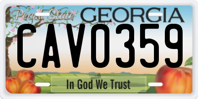 GA license plate CAV0359