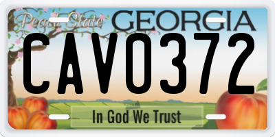 GA license plate CAV0372