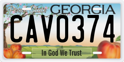 GA license plate CAV0374