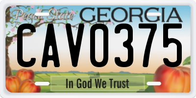 GA license plate CAV0375