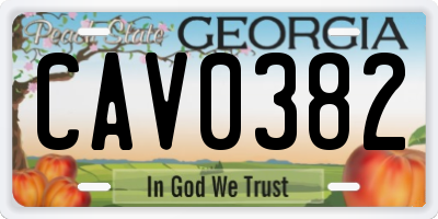 GA license plate CAV0382