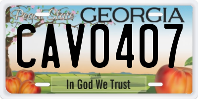 GA license plate CAV0407