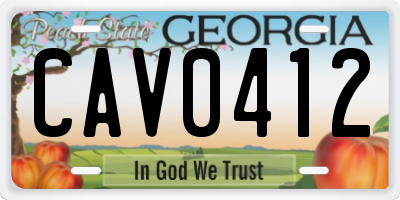 GA license plate CAV0412