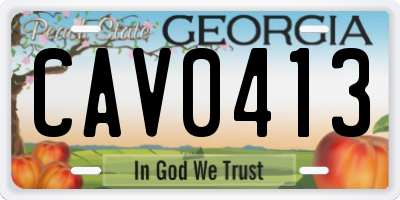 GA license plate CAV0413