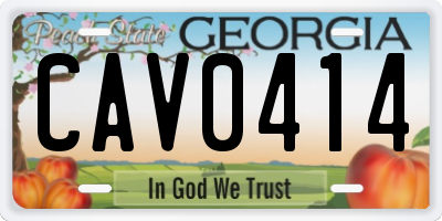 GA license plate CAV0414