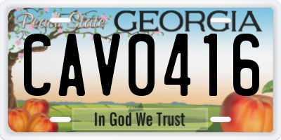 GA license plate CAV0416