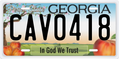 GA license plate CAV0418