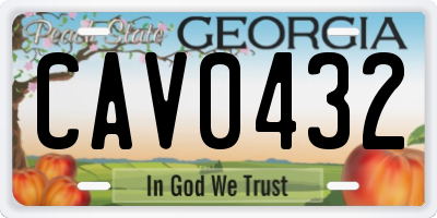 GA license plate CAV0432
