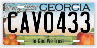 GA license plate CAV0433