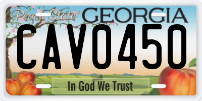 GA license plate CAV0450