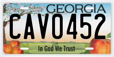 GA license plate CAV0452