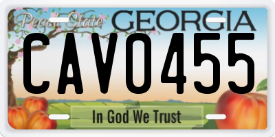 GA license plate CAV0455
