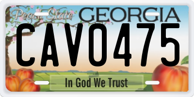 GA license plate CAV0475