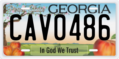 GA license plate CAV0486