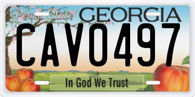GA license plate CAV0497
