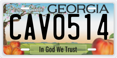 GA license plate CAV0514
