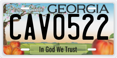 GA license plate CAV0522
