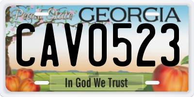 GA license plate CAV0523