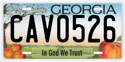 GA license plate CAV0526