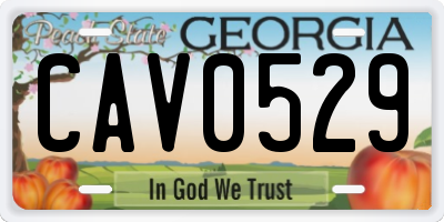 GA license plate CAV0529