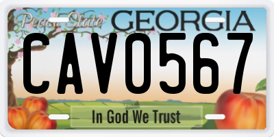 GA license plate CAV0567