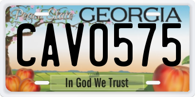 GA license plate CAV0575
