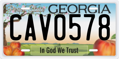 GA license plate CAV0578