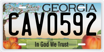GA license plate CAV0592