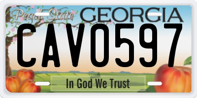 GA license plate CAV0597