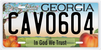 GA license plate CAV0604