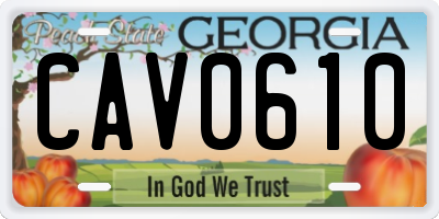 GA license plate CAV0610