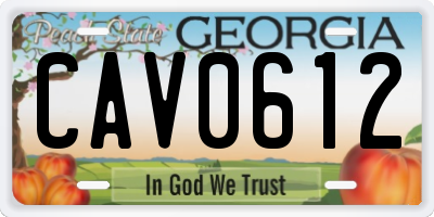 GA license plate CAV0612