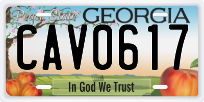 GA license plate CAV0617