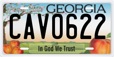 GA license plate CAV0622