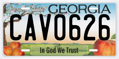 GA license plate CAV0626