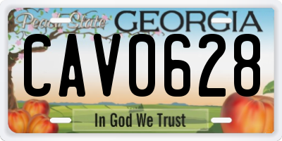 GA license plate CAV0628
