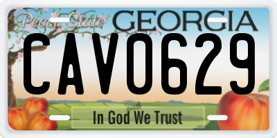 GA license plate CAV0629