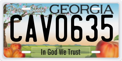 GA license plate CAV0635