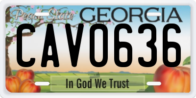GA license plate CAV0636